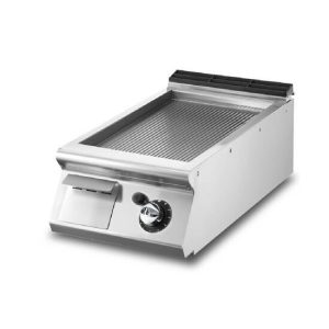 Fry-top gas versione top, piastra rigata cromata