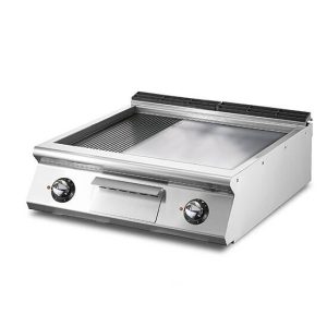 Fry-top elettrico versione top, 1/3 rigata e 2/3 piastra liscia cromata