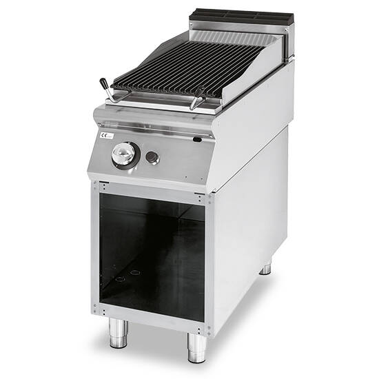 Griglia in pietra lavica gas, zona di cottura in inox, carne/pesce
