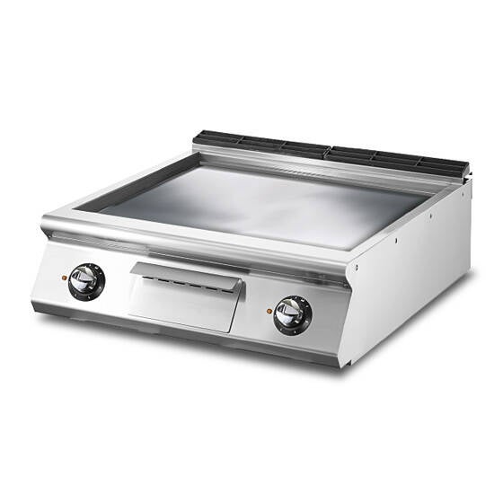 Fry-top elettrico versione top, piastra liscia cromata