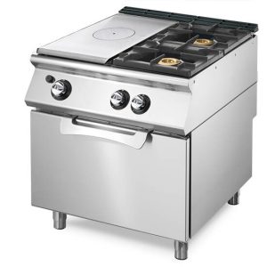 Tuttapiastra gas su forno a gas statico GN 2/1 + 2 bruciatori