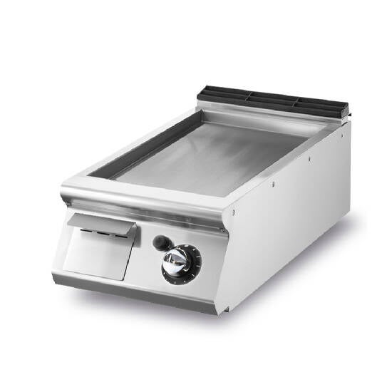 Fry-top gas versione top, piastra liscia cromata