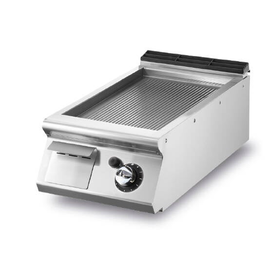 Fry-top gas versione top, piastra rigata