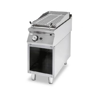 Griglia in pietra lavica gas, zona di cottura in inox, carne/pesce
