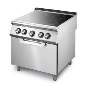 Piastra in vetroceramica su forno elettrico statico GN 2/1, 4 zone di cottura