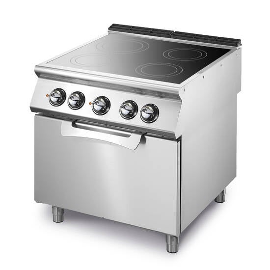 Piastra in vetroceramica su forno elettrico statico GN 2/1, 4 zone di cottura