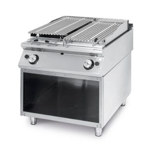 Griglia in pietra lavica gas, zona di cottura in inox, carne/pesce