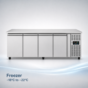 Refrigerated & Freezer tables | FREEZER Counter – 4 Doors – Without Upstand 223x70x85cm