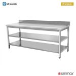 DEPTH 600mm + UPSTAND + DOUBLE SHELF | 150x60xH85cm