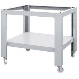 Base aperta in inox con ripiano e ruote per forno pizza CAB0124