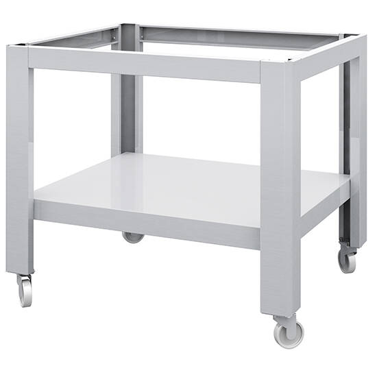 Base aperta in inox con ripiano e ruote per forno pizza CAB0124