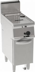 FRIGGITRICE GAS VASCA SINGOLA 14LT CON SCAMBIATORI IN VASCA FREESTANDING SU VANO CHIUSO – COPERCHI, CESTELLI E VASCA