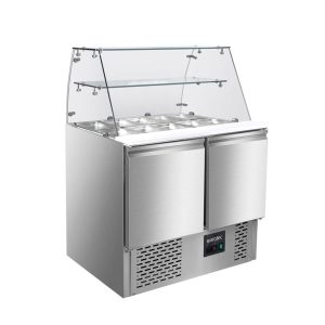 Saladette / 2-fach mit eckigem Glasaufsatz, 900 x 700 mm