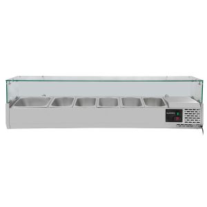 Kühlaufsatz mit Glasabdeckung 5xGN1/3 + 1xGN1/2, 1500 x 395 mm