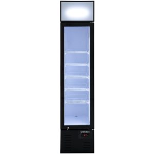 TOPLINE Getränkekühlschrank 1 Tür / 155 Liter mit Leuchtaufsatz “schwarz”, 390 x 480 mm