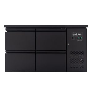 Barkühltisch schwarz / 4 Schubladen – 280 l, 1465 x 520 mm