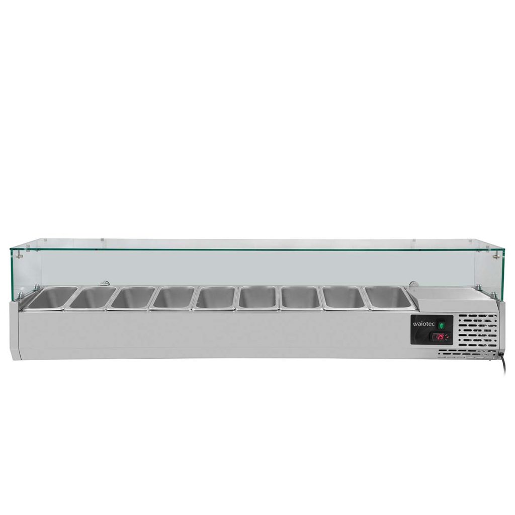 Kühlaufsatz mit Glasabdeckung 9xGN1/4, 1800 x 335 mm