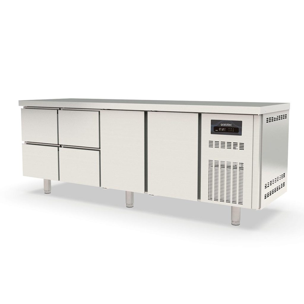 TOPLINE Kühltisch / 4-fach GN1/1 mit 4 Schubladen / 2 Türen, 2245 x 700 mm