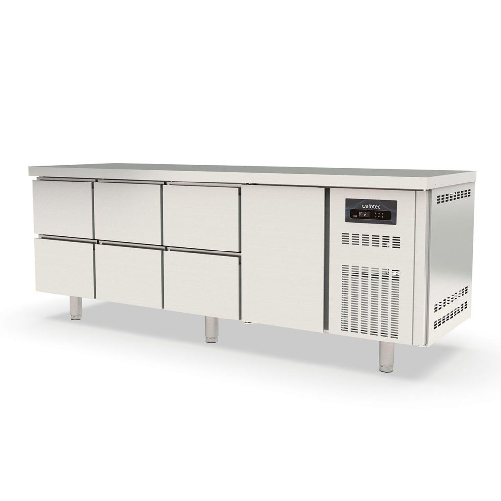 TOPLINE Kühltisch / 4-fach GN1/1 mit 6 Schubladen / 1 Tür, 2245 x 700 mm