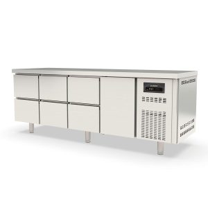 TOPLINE Kühltisch / 4-fach GN1/1 mit 6 Schubladen / 1 Tür, 2245 x 700 mm