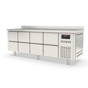 TOPLINE Kühltisch / 4-fach GN1/1 mit 8 Schubladen & Aufkantung, 2245 x 700 mm
