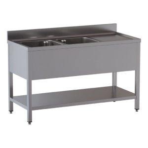 TOPLINE Spültisch / 2 Becken links + Abtropffläche, 1600 x 600 mm