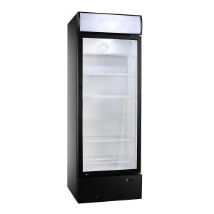Getränkekühlschrank 290 Liter mit Leuchtaufsatz “schwarz”, 600 x 570 mm