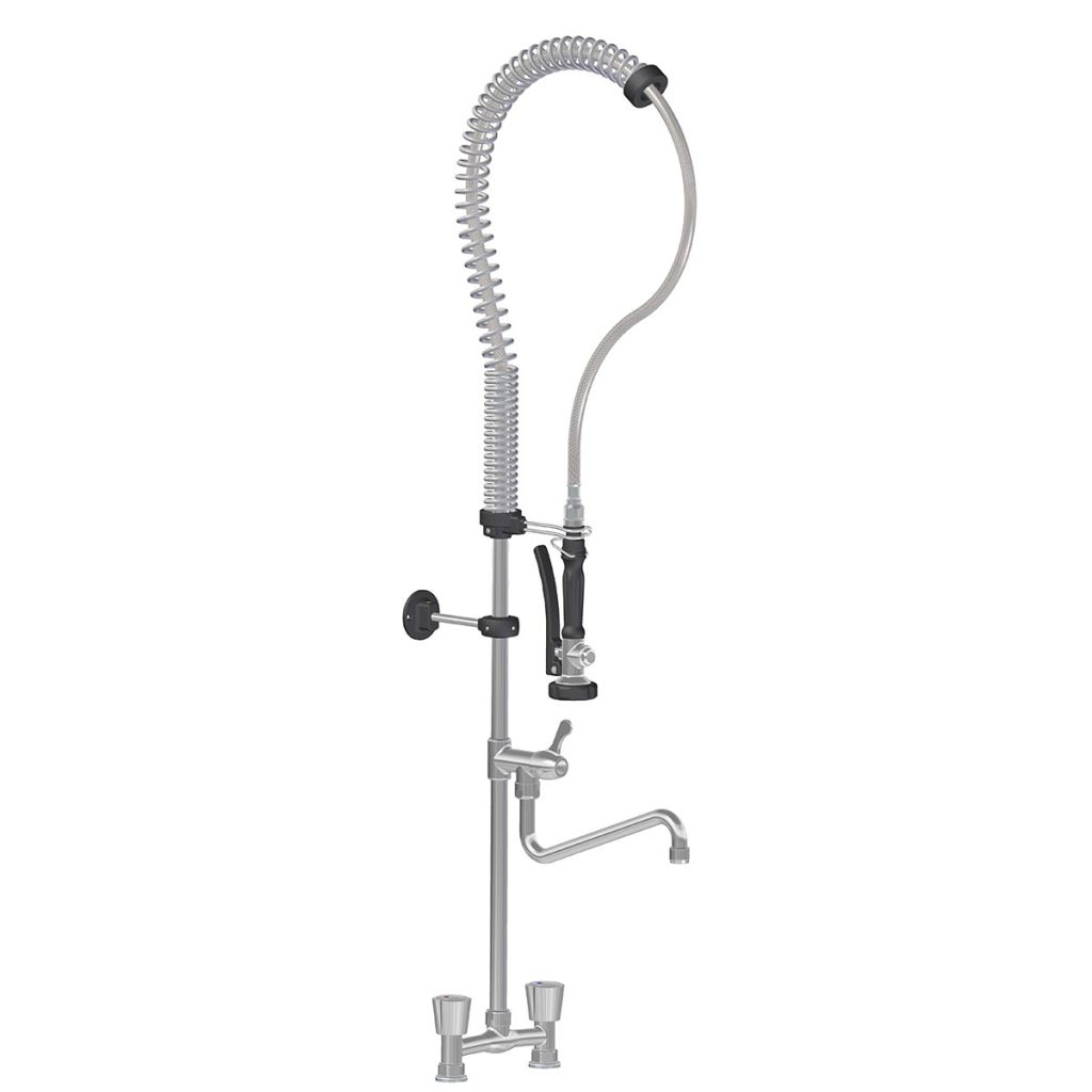 TOPLINE Geschirrwaschbrause mit Schwenkauslauf & 2 Mischventilen – Zweiloch, 160 x 350 mm