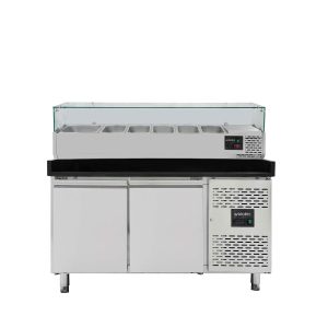 Pizzakühltisch / 2-türig “schwarz” inkl. Kühlaufsatz GN1/3, 1510 x 800 mm