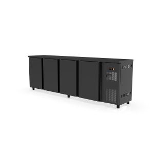TOPLINE Barkühltisch schwarz / 4 Türen, 2565 x 530 mm
