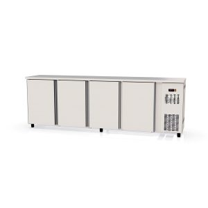 TOPLINE Barkühltisch Edelstahl / 4 Türen, 2565 x 530 mm