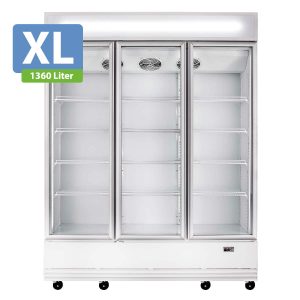 TOPLINE Getränkekühlschrank 3 Türen / 1360 Liter XL, mit Leuchtaufsatz “weiß”, 1640 x 742 mm