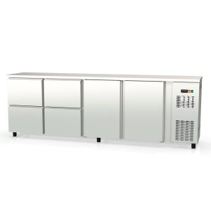 TOPLINE Barkühltisch Edelstahl / 2 Türen & 4 Schubladen, 2565 x 530 mm