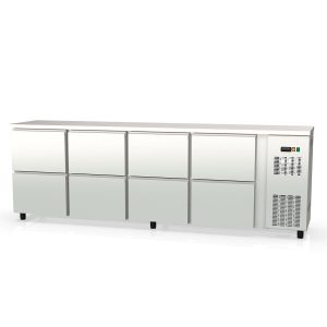 TOPLINE Barkühltisch Edelstahl / 8 Schubladen, 2565 x 530 mm