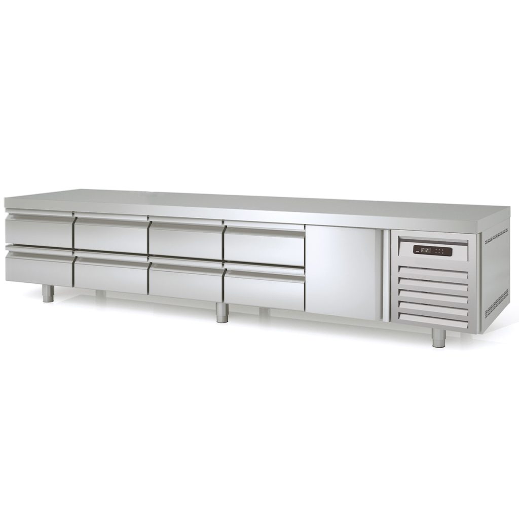 TOPLINE Unterbaukühltisch / 5-fach GN 1/1 mit 8 Schubladen / 1 Tür, 2695 x 700 mm