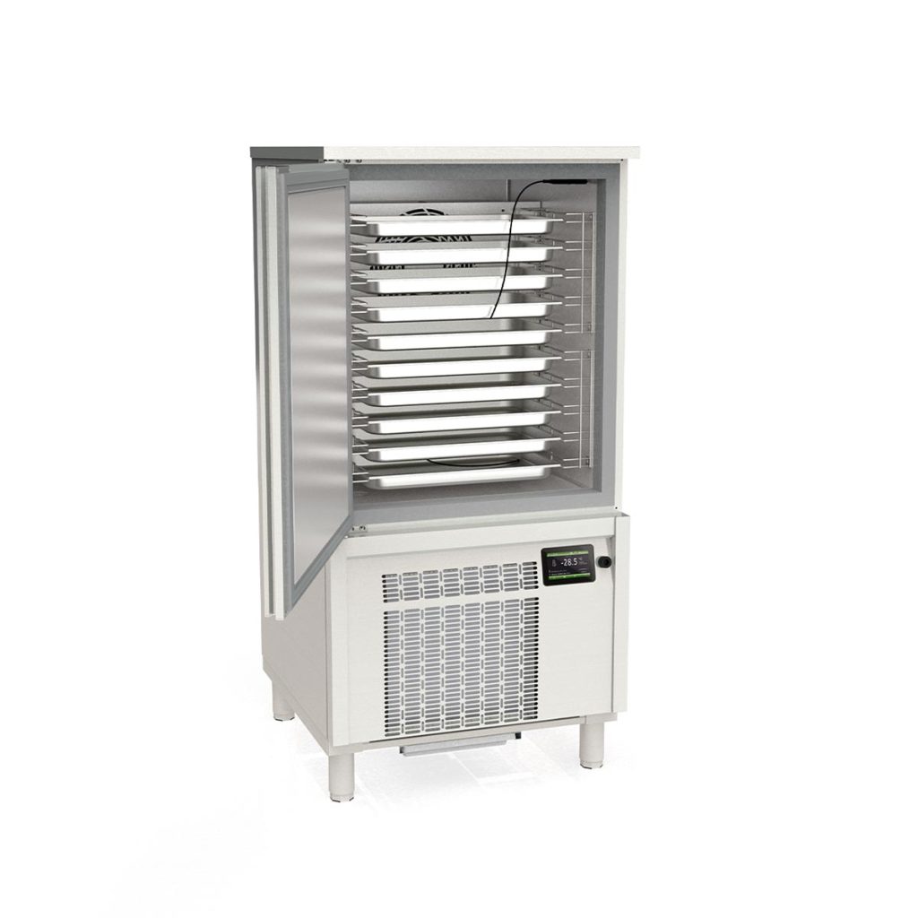 TOPLINE Schockfroster Edelstahl, für 10x GN1/1 (40 mm) oder 10x EN 60×40, 800 x 800 mm