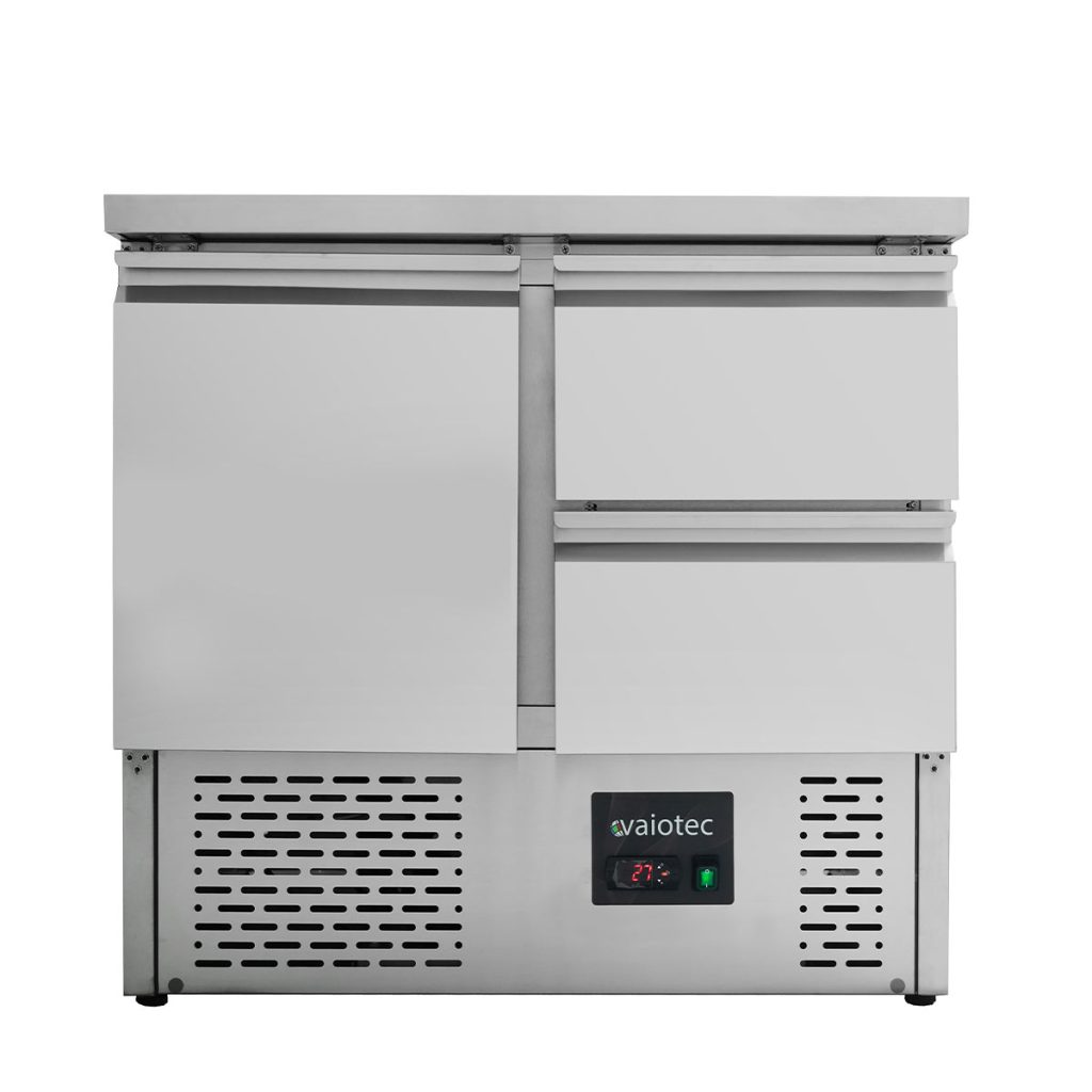 Kühltisch Mini / 2-fach – mit 1 Tür & 2 Schubladen, 900 x 700 mm