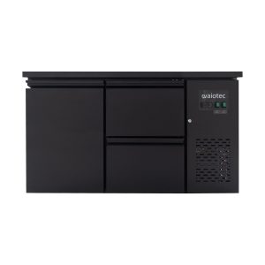 Barkühltisch schwarz / 1 Tür & 2 Schubladen – 280 l, 1465 x 520 mm