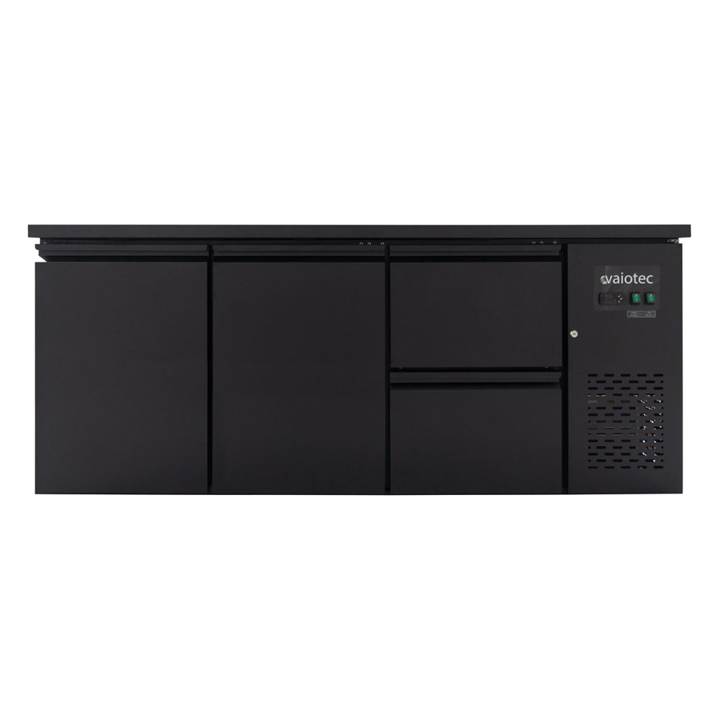 Barkühltisch schwarz / 2 Türen & 2 Schubladen – 425 l, 2005 x 520 mm