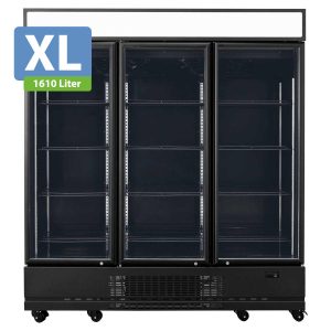TOPLINE Getränkekühlschrank 3 Türen / 1610 Liter XL, mit Leuchtaufsatz “schwarz”, 1919 x 742 mm