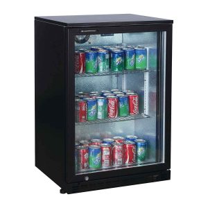 Barkühlschrank schwarz / 1 Glastür, Höhe 900 mm, 600 x 520 mm