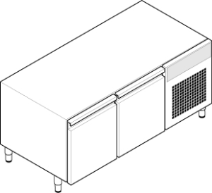 BASE REFRIGERATA GN1/1 – 2 PORTE CON GAS R290 T70 DIM. CM 140X65X62H