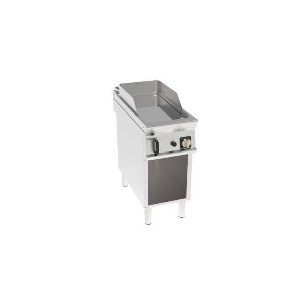 FRY-TOP GAS PIASTRA LISCIA CROMATA SU VANO APERTO FREESTANDING