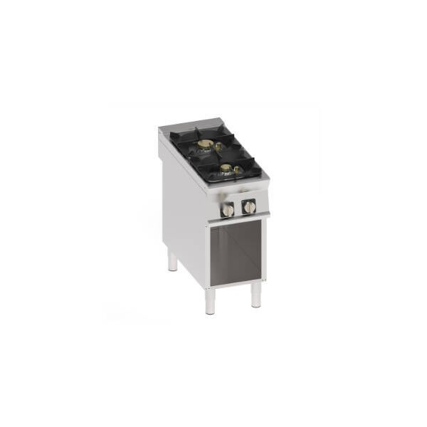 PIANO COTTURA GAS ERMETICO 2 FUOCHI CON GRIGLIE IN GHISA FREESTANDING SU VANO APERTO