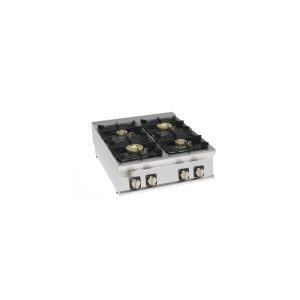 PIANO COTTURA GAS ERMETICO 4 FUOCHI HIGH POWER CON GRIGLIE IN GHISA TOP