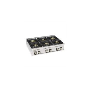 PIANO COTTURA GAS ERMETICO 6 FUOCHI HIGH POWER CON GRIGLIE IN GHISA TOP