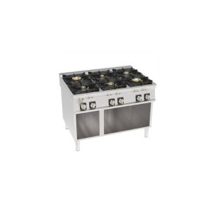PIANO COTTURA GAS ERMETICO 6 FUOCHI SUPER CON GRIGLIE IN GHISA FREESTANDING SU VANO APERTO