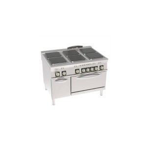 CUCINA ELETTRICA 6 PIASTRE ERMETICHE QUADRE (30X30CM - 11.8X11.8IN) CON FORNO ELETTRICO STATICO GN2/1 CON 1 GRIGLIA