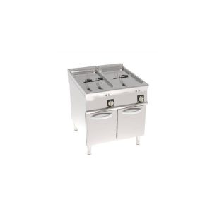 FRIGGITRICE ELETTRICA VASCA DOPPIA 17+17LT CON RESISTENZE ROTANTI IN VASCA FREESTANDING SU VANO CHIUSO – CESTELLI, COPERCHI E VASCA RECUPERO OLIO INCLUSI