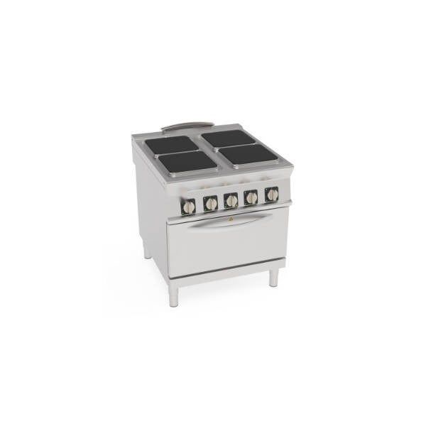CUCINA ELETTRICA 4 PIASTRE ERMETICHE QUADRE (30X30CM – 11.8X11.8IN) CON FORNO ELETTRICO CONVEZIONE GN1/1 CON 1 GRIGLIA